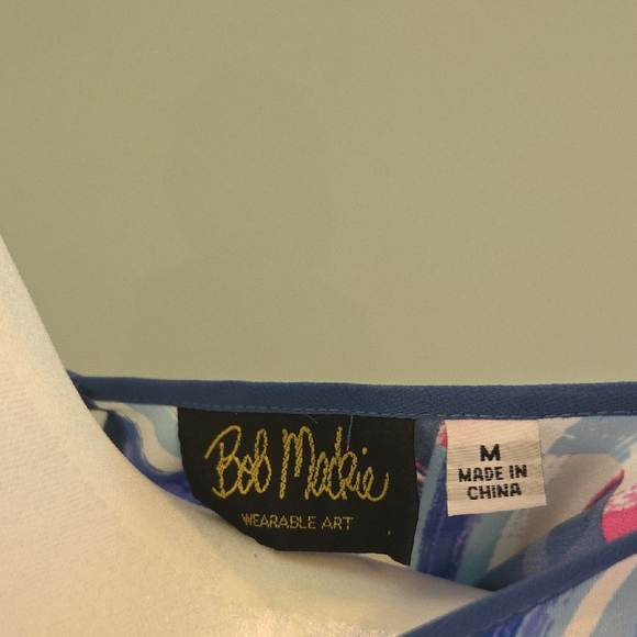 Bob Mackie Wearable Art In Pink and Blue Abstract 3/4 Sleeve Tunic Women's M - Picture 2 of 9